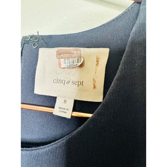 CINQ A SEPT Women's Navy Orange Floral Embroidered Side Slit Lexi Dress Size 8 - Picture 11 of 16